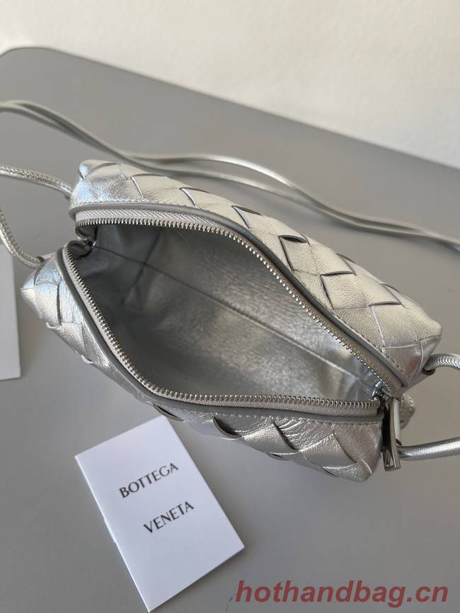 Bottega Veneta Mini intrecciato leather cross-body bag 680254 silver