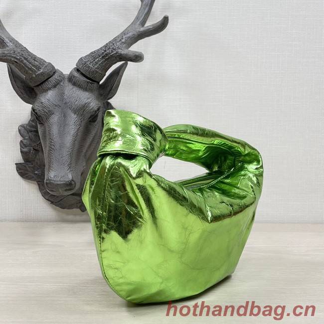 Bottega Veneta Mini intrecciato patent leather top handle bag JODIE 651876V Glittering green