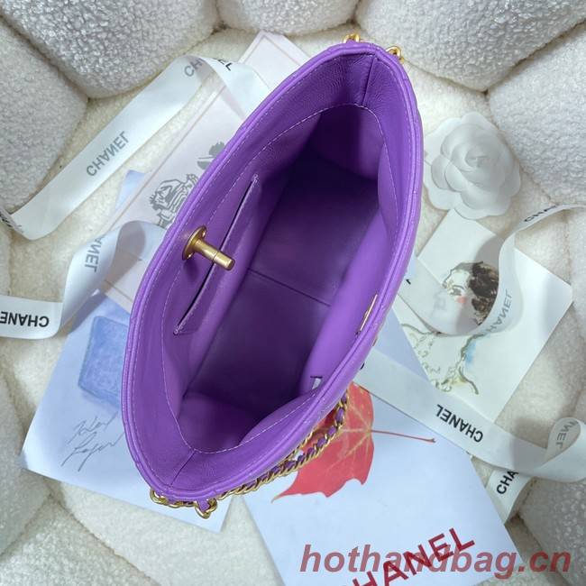 Chanel Shoulder Bag Grained Calfskin&Gold-Tone Metal AS3223 purple