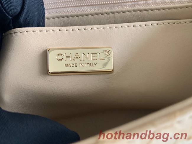 Chanel Snake skin mini flap bag with top handle AS2431 apricot