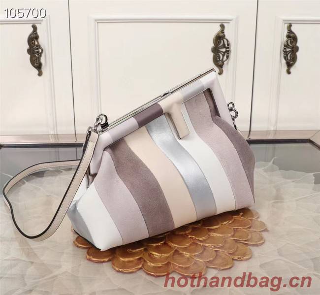 Fendi First Small Leather bag with silver and light brown inlay 8BP129A