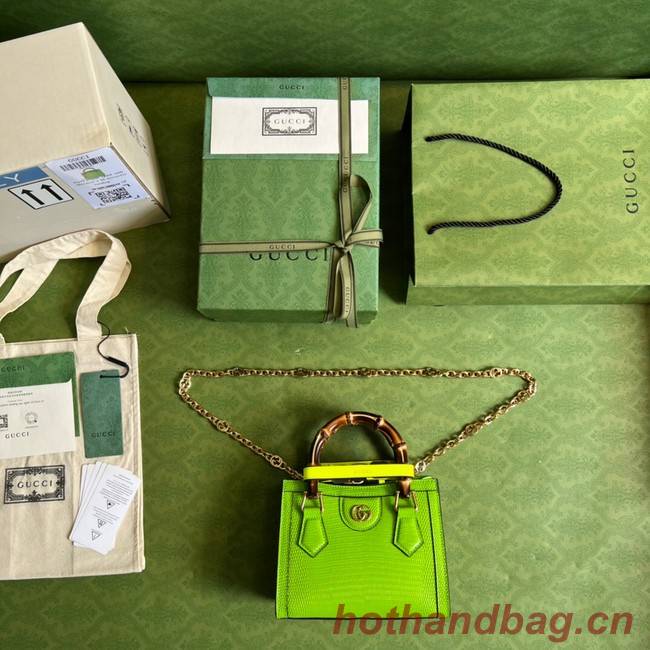 Gucci Diana lizard mini bag 675800 Fluorescent green