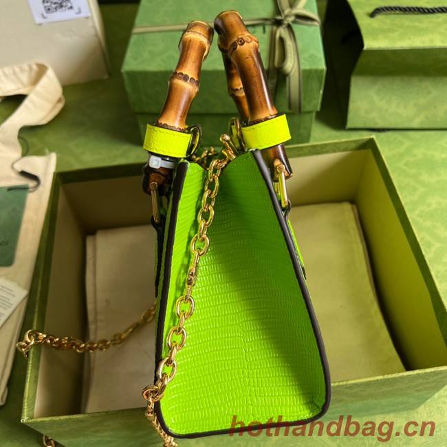 Gucci Diana lizard mini bag 675800 Fluorescent green