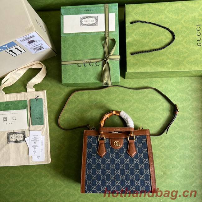 Gucci GG denim jacquard Diana mini tote bag 655661 Blue