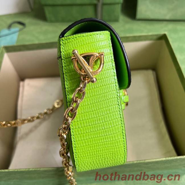 Gucci Horsebit 1955 lizard mini bag 675801 Fluorescent green