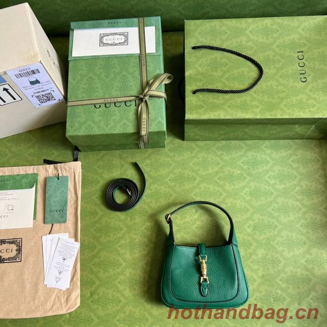 Gucci Jackie 1961 mini natural grain leather hobo bag 637091 Emerald green