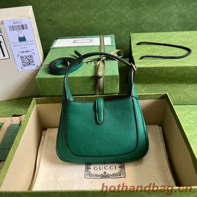 Gucci Jackie 1961 mini natural grain leather hobo bag 637091 Emerald green