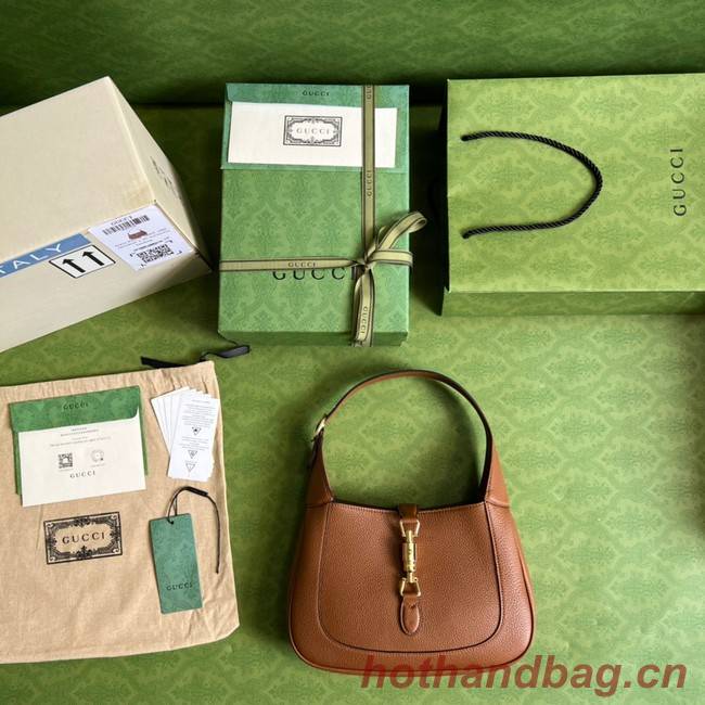 Gucci Jackie 1961 mini natural grain leather hobo bag 637091 brown