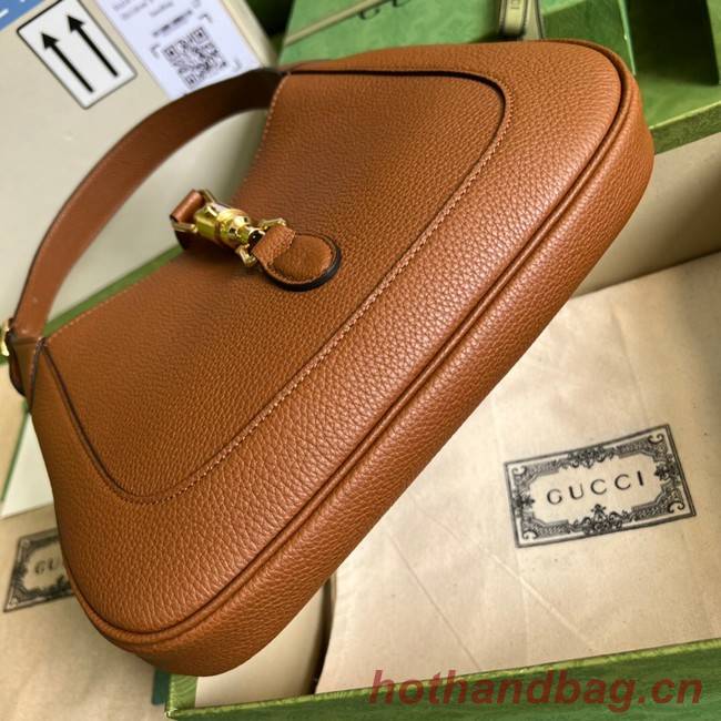 Gucci Jackie 1961 mini natural grain leather hobo bag 637091 brown