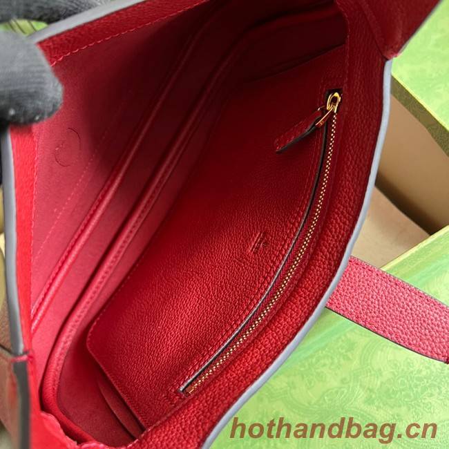 Gucci Jackie 1961 mini natural grain leather hobo bag 637091 red