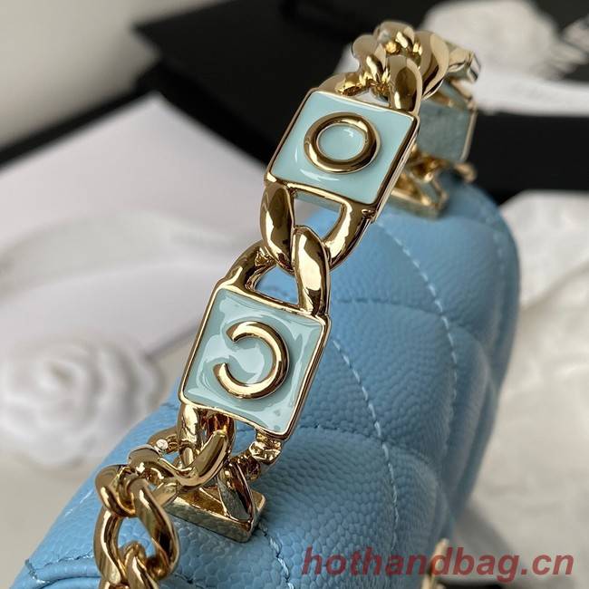 Chanel Grained Calfskin CLUTCH WITH CHAIN AP2758 blue