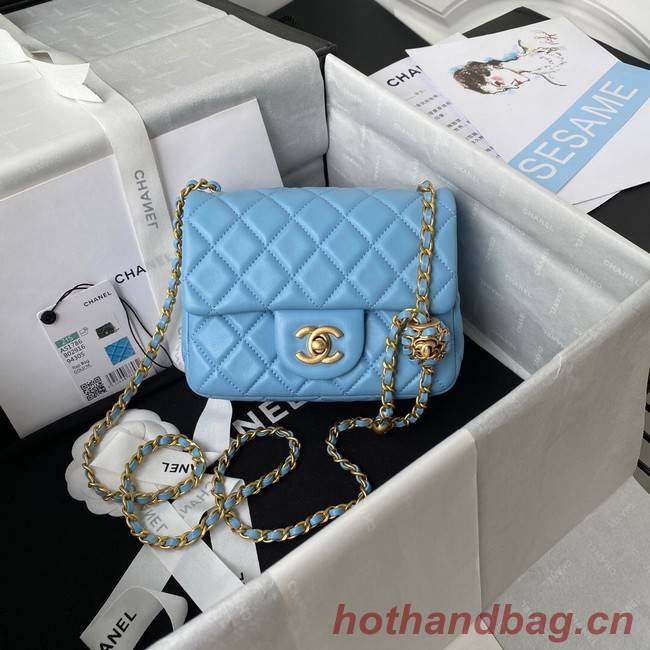 Chanel MINI Flap Bag Original Sheepskin Leather AS1786 sky blue