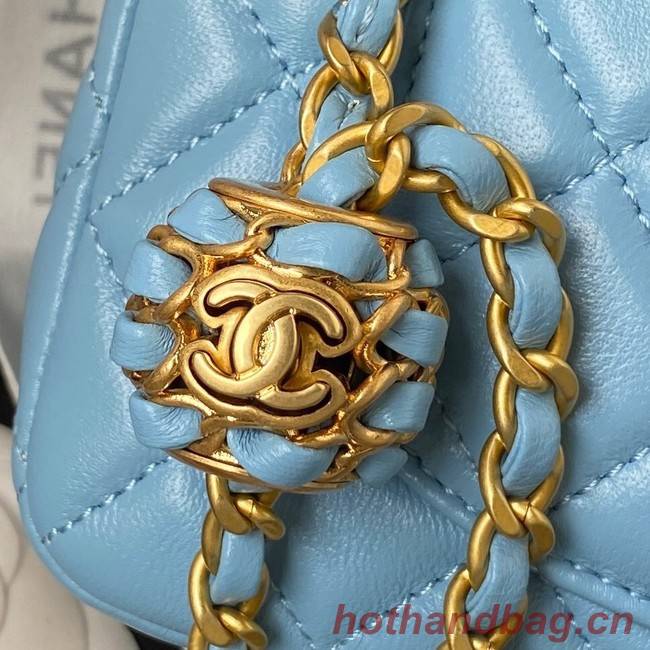 Chanel small Flap Bag Original Sheepskin Leather AS1787 sky blue