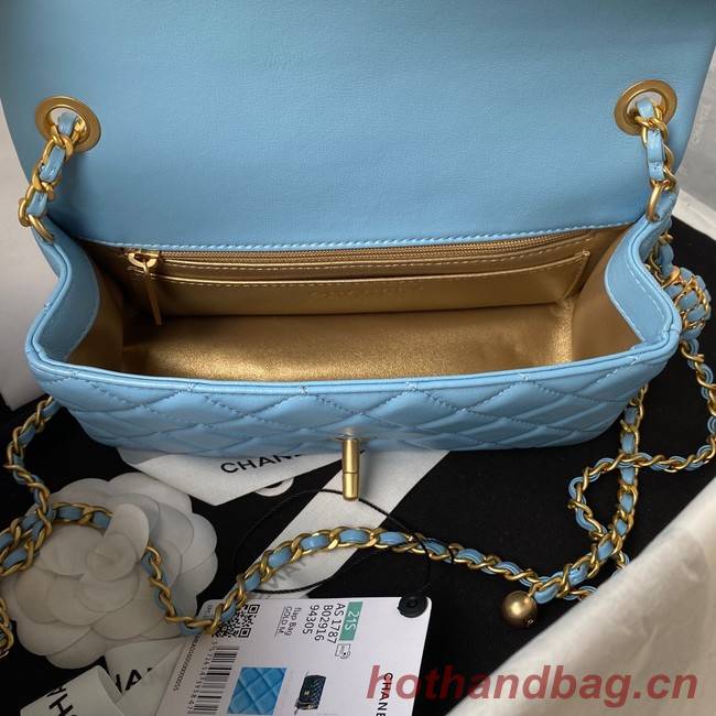Chanel small Flap Bag Original Sheepskin Leather AS1787 sky blue