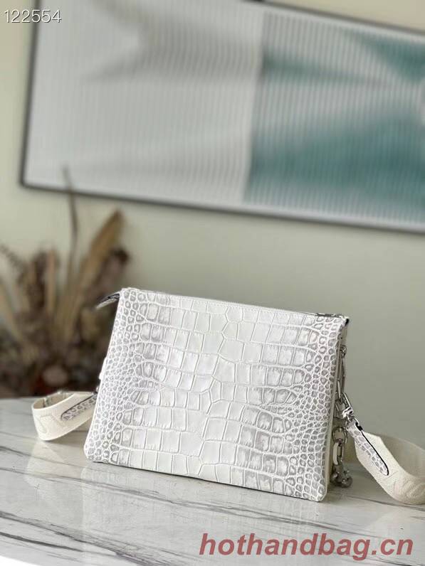 Louis Vuitton COUSSIN PM IN CROCODILE-EMBOSSED LACQUERED LEATHER M57790 white