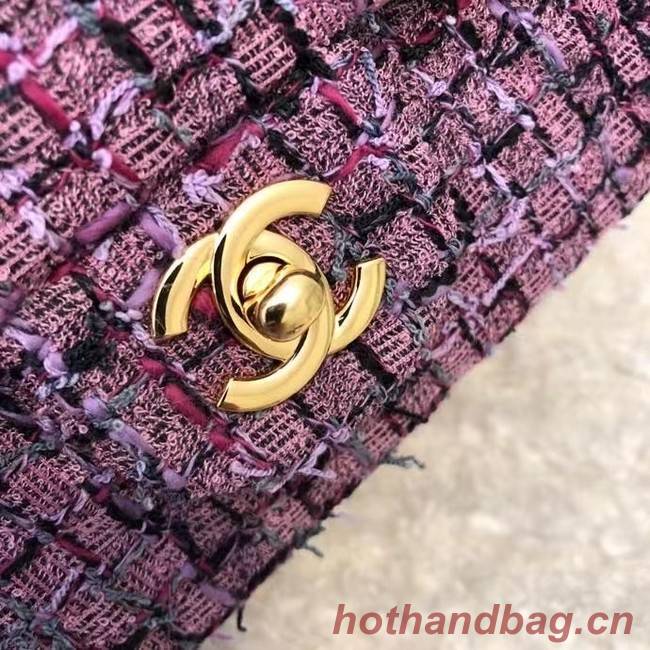 Chanel CLASSIC HANDBAG A01112 Dark Pink& gold