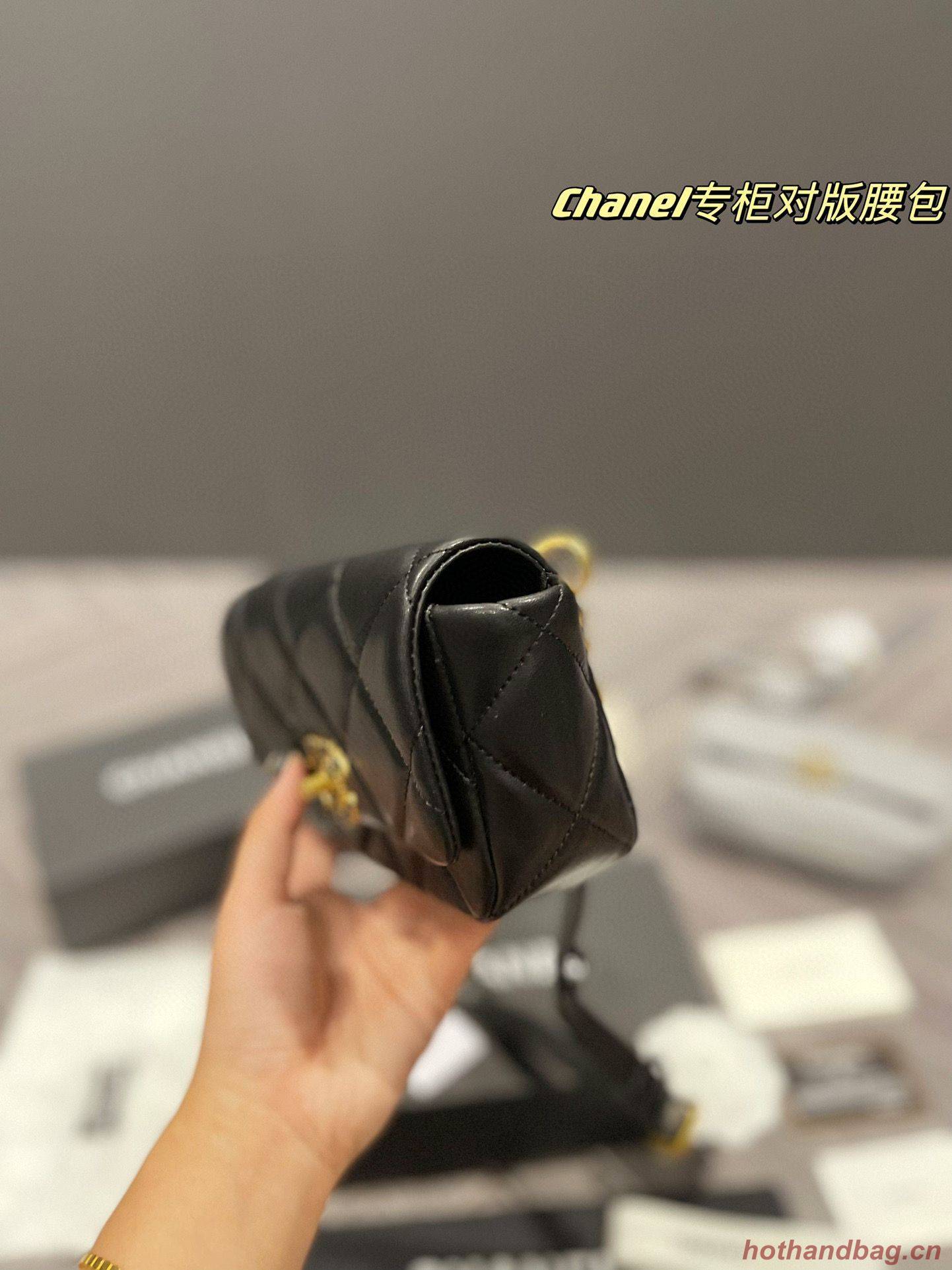 Chanel 19 Belt Bag Original Sheepskin Leather AS2388 Black