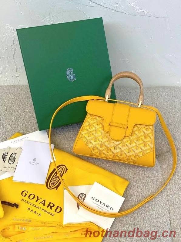 Goyard Calfskin Leather saigon mini Tote Bag 9955 yellow