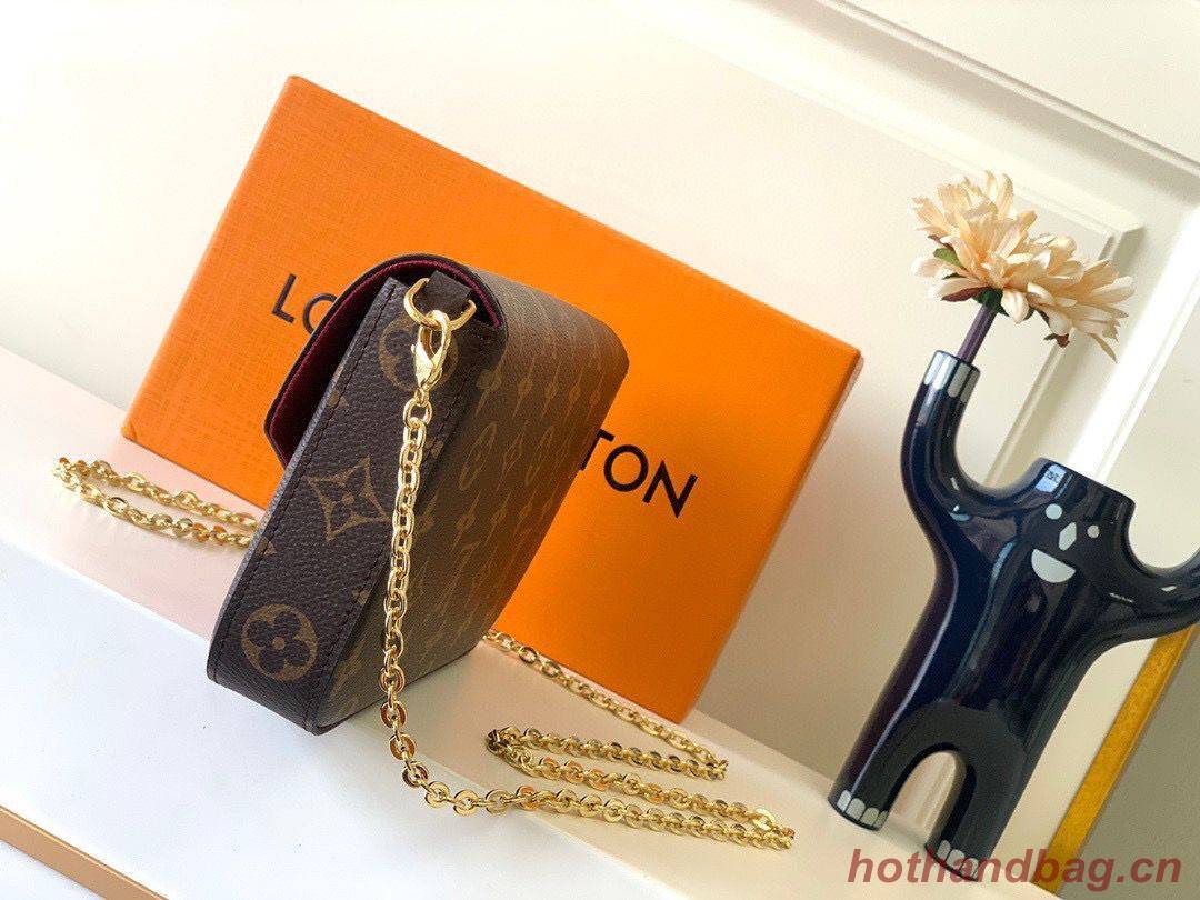 Louis Vuitton Monogram Canvas Felicie Chain Wallet M61276 Red Louis Vuitton Monogram Canvas Felicie Chain Wallet M61276 Red