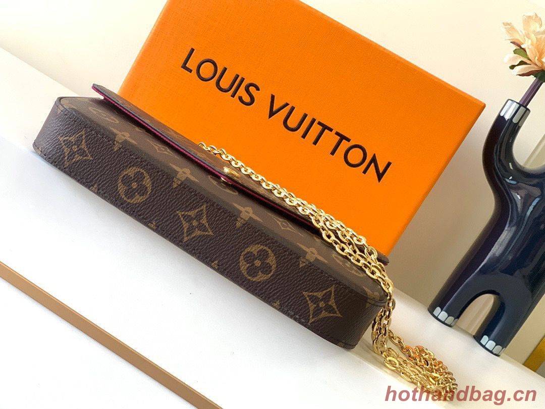 Louis Vuitton Monogram Canvas Felicie Chain Wallet M61276 Red Louis Vuitton Monogram Canvas Felicie Chain Wallet M61276 Red