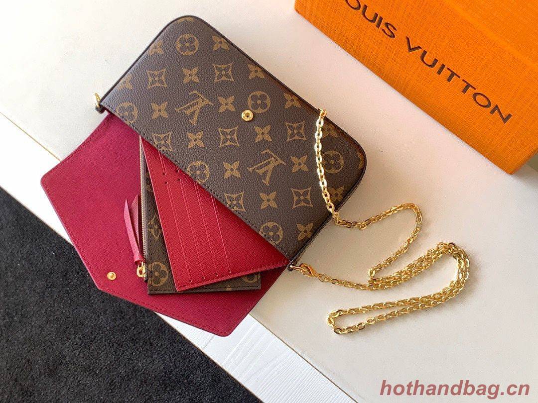 Louis Vuitton Monogram Canvas Felicie Chain Wallet M61276 Red Louis Vuitton Monogram Canvas Felicie Chain Wallet M61276 Red