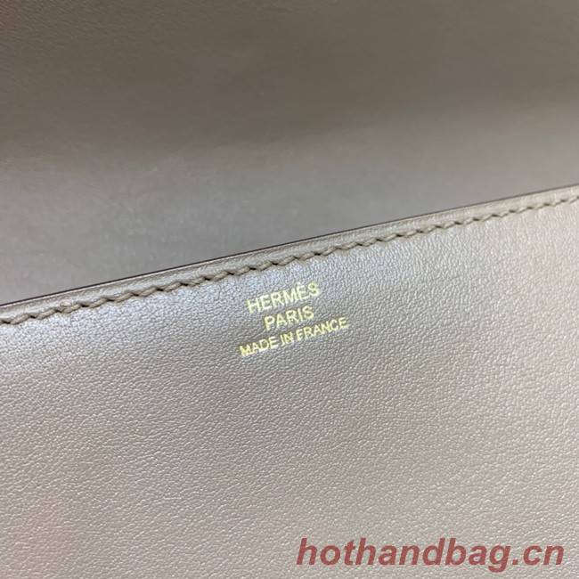 Hermes H Medor swift Leather Clutch 37566 gray&Gold hardware