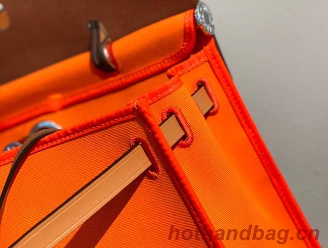 Hermes Herbag 31CM Original Canvas Leather & Calfskin 48887 orange&brown