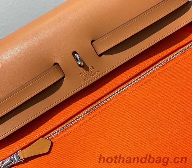 Hermes Herbag 31CM Original Canvas Leather & Calfskin 48887 orange&brown