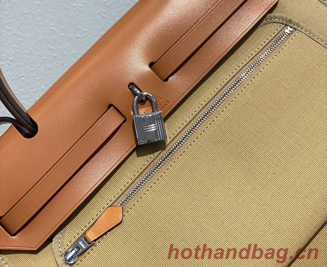 Hermes Herbag 31CM Original Canvas Leather & Calfskin 48887 Cream&brown