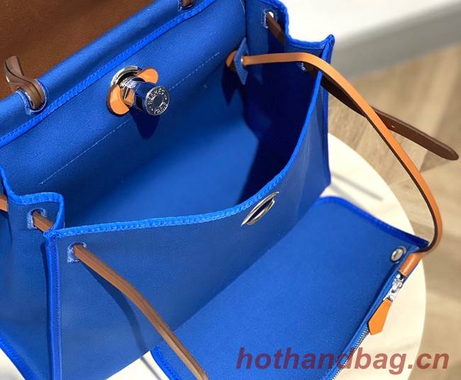 Hermes Herbag 31CM Original Canvas Leather & Calfskin 48887 blue&brown