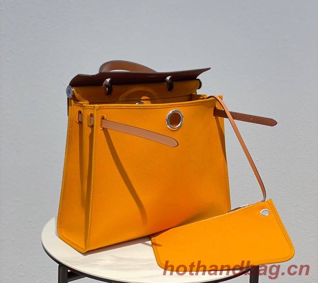Hermes Herbag 31CM Original Canvas Leather & Calfskin 48887 yellow&brown