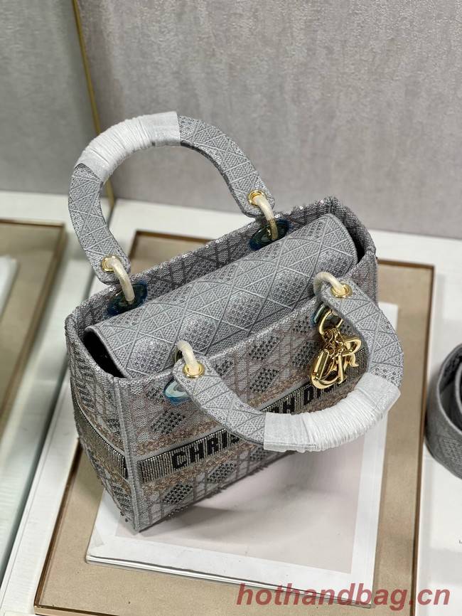 MEDIUM LADY DIOR BAG M0565O gray