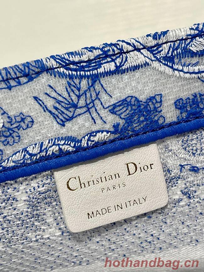 SMALL DIOR BOOK TOTE Blue Toile de Jouy Reverse Embroidery M1265ZRGO