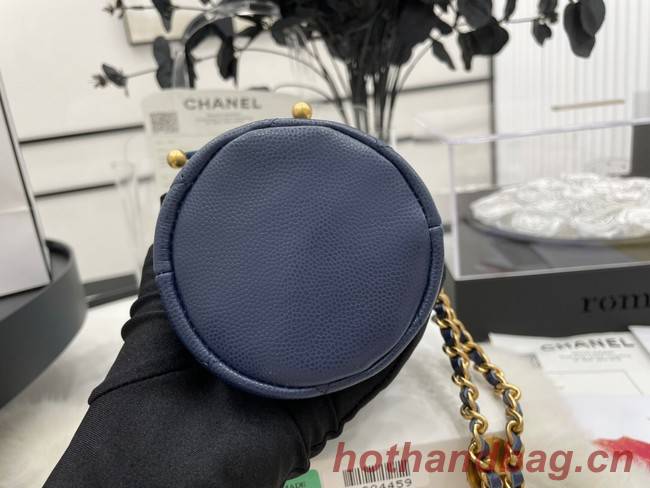 Chanel Drawstring Bag & Gold Metal A68081 dark blue