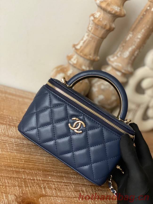 Chanel mini Shoulder Bag Lambskin & Gold-Tone Metal 81208 dark blue