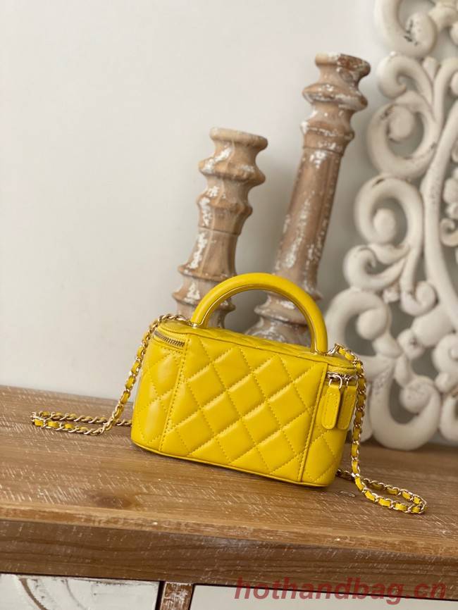 Chanel mini Shoulder Bag Lambskin & Gold-Tone Metal 81208 yellow