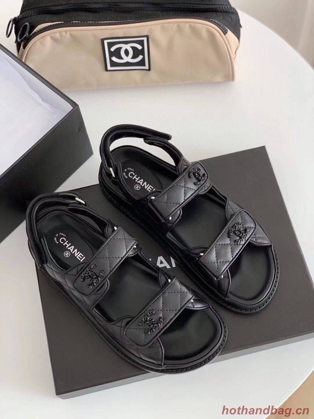 Chanel Smooth Original Leather Sandals C3597 Black