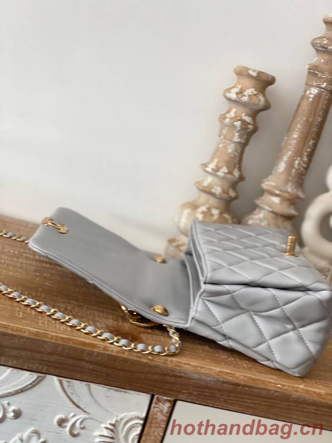 Chanel SMALL FLAP BAG Lambskin & Gold-Tone Metal AS3367 light gray