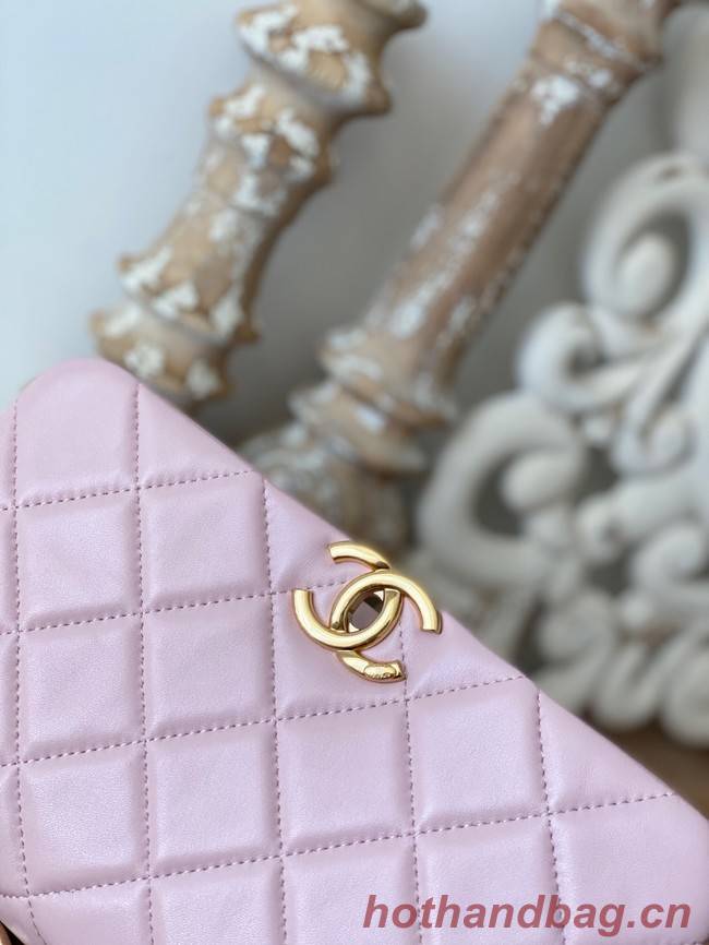 Chanel SMALL FLAP BAG Lambskin & Gold-Tone Metal AS3367 pink