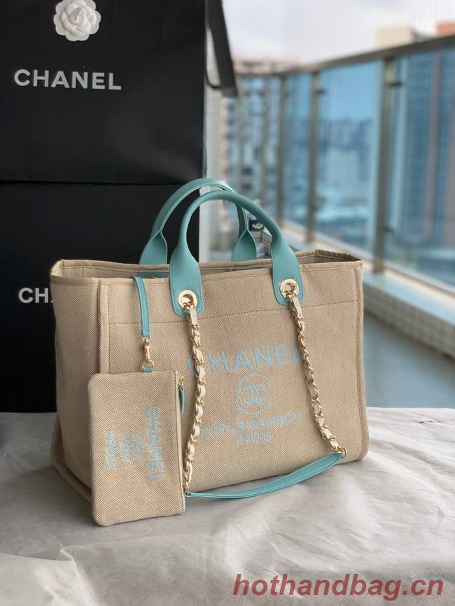 Chanel Canvas Tote Shopping Bag B66941 Beige&sky blue