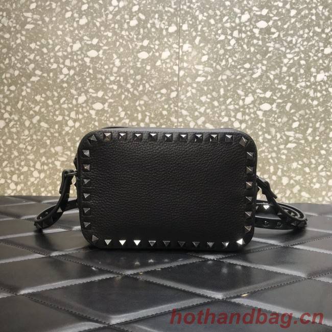 VALENTINO GARAVANI Calf leather bag 7719 black&black -Tone Metal 