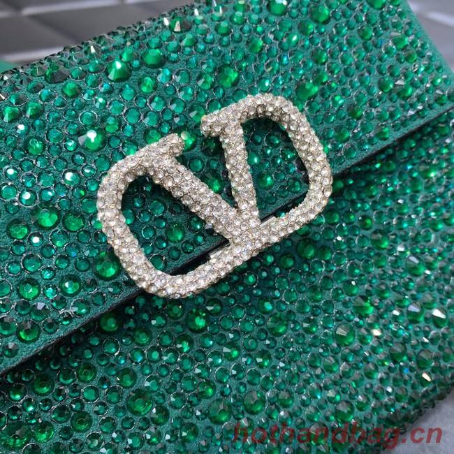 VALENTINO GARAVANI VSLING Shiny diamond Mini totebag XW2B0G9 green