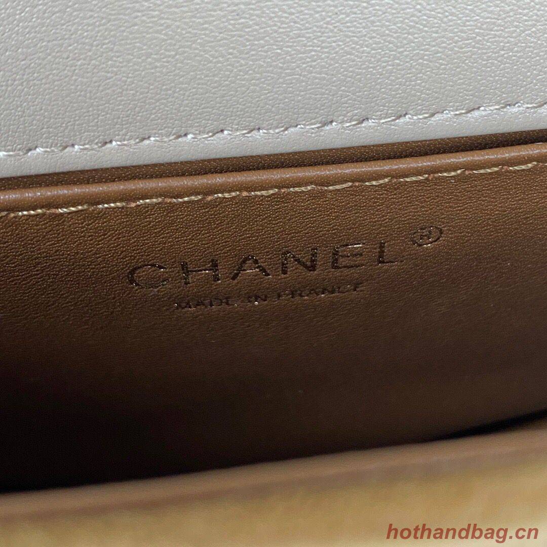 Chanel 22A Coco Beach Velvet Saddle Bag AS3350 Brown