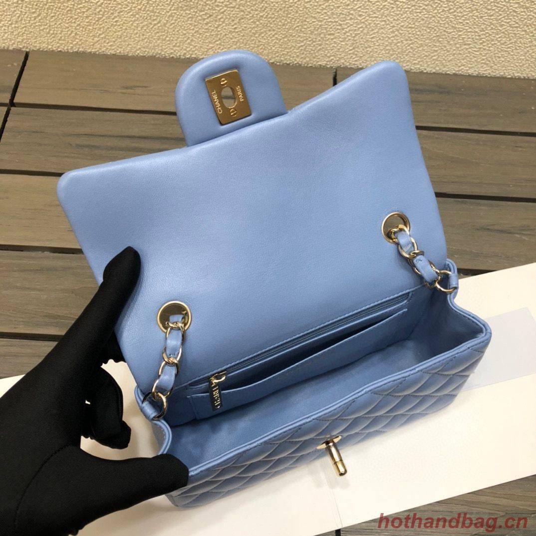 Chanel Classic mini Flap Original Sheepskin Leather Bag 1116 Blue