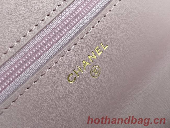 Chanel MINI FLAP BAG CLUTCH WITH CHAIN Gold-Tone Metal 22SS pink