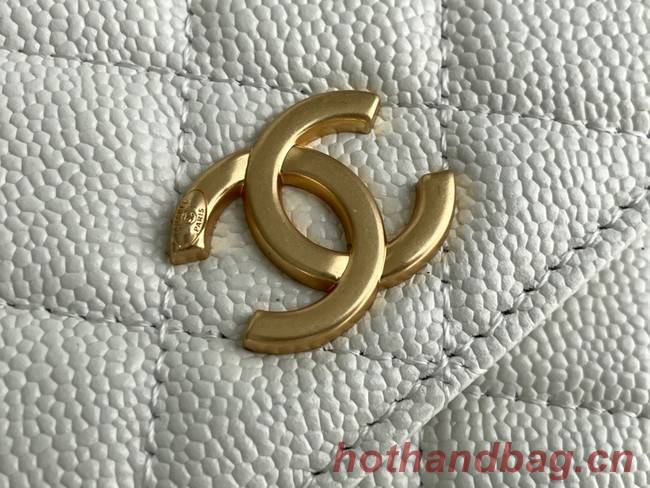 Chanel MINI FLAP BAG CLUTCH WITH CHAIN Gold-Tone Metal 22SS white