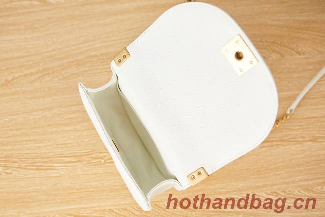 SMALL BOY CHANEL MESSENGER BAG Grained Calfskin & Gold-Tone Metal AS3350 white