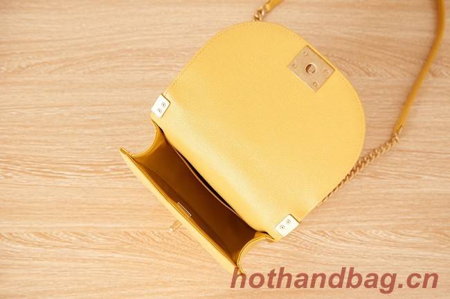 SMALL BOY CHANEL MESSENGER BAG Grained Calfskin & Gold-Tone Metal AS3350 yellow
