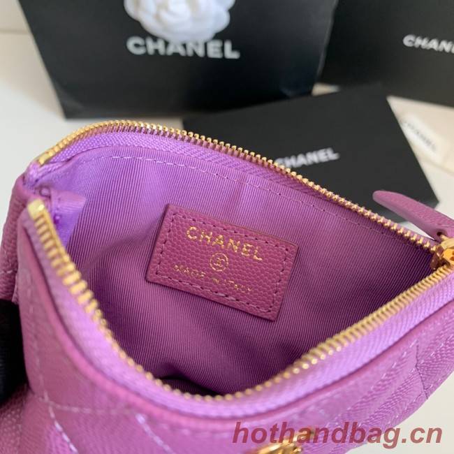 Chanel Calfskin Leather & Gold-Tone Metal A69271 Lavender