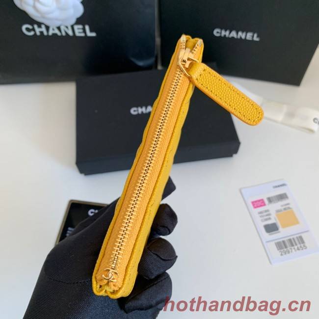 Chanel Calfskin Leather & Gold-Tone Metal A69271 yellow